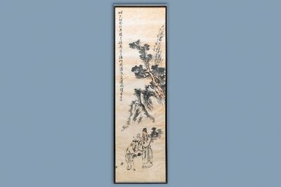 Yaotang (China, 19/20ème), encre et couleurs sur papier, daté 1903: 'Le lotus de Zhou Lianxi d'après Wu Daozi'