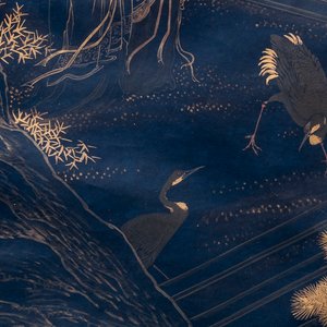 Yu Zhiding 禹之鼎 (1647-1716): 'Shoulao ontmoet godinnen', gouden en zilveren inkt op indigo papier, gedateerd 1696 — foto 4