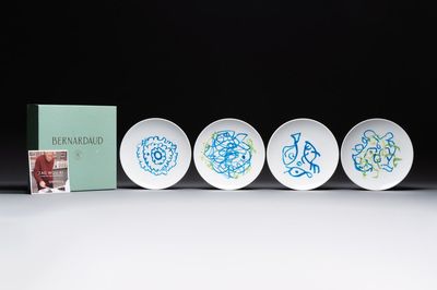 Zao Wou Ki (1920-2013): A set of four porcelain plates for Bernardaud Limoges, in the original box, dated 2018