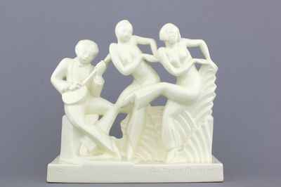 Zeldzame Boch Keramis sculptuur "La Dance Moderne", ontwerp Charles Catteau, 20e eeuw