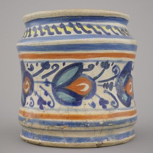 Zeldzame polychrome albarello in majolica, Antwerpen, 1560-1580 — foto 3