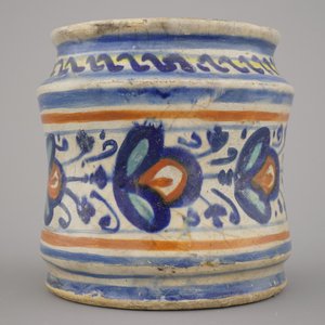 Zeldzame polychrome albarello in majolica, Antwerpen, 1560-1580 — foto 5