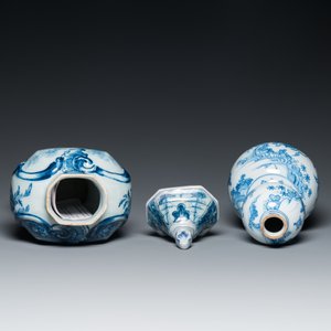 Zes blauw-witte Delftse vazen, 17/18e eeuw — foto 8