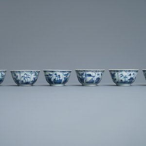 Zes Chinese blauw-witte koppen en schotels met herten, Ca Mau scheepswrak, Yongzheng — foto 4