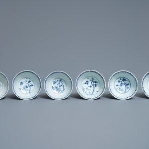 Zes Chinese blauw-witte koppen en schotels met herten, Ca Mau scheepswrak, Yongzheng — foto 7