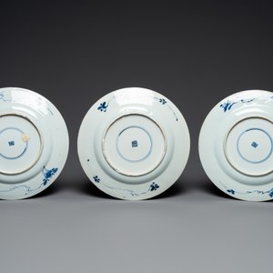 Zes Chinese blauw-witte schotels, Kangxi — foto 5