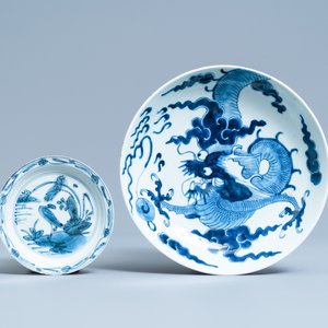 Zes Chinese blauw-witte schotels, Wanli en later — foto 6