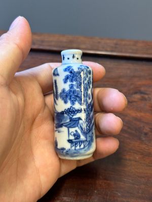 Zes Chinese blauw-witte snuifflessen, 19de eeuw — foto 20