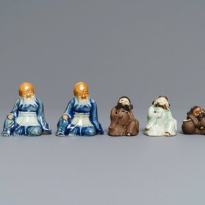Zes Chinese blauwwitte en celadon biscuit figuren, Qianlong — foto 2