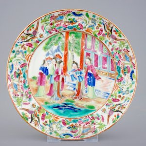 Zes Chinese Canton famille rose borden, 19e eeuw — foto 3