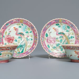 Zes Chinese celadon kommen en een paar kommen op schotels voor de Peranakan of Straits markt, 19e eeuw — foto 6