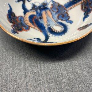 Zes Chinese doucai koppen en schotels met draken, Kangxi — foto 14