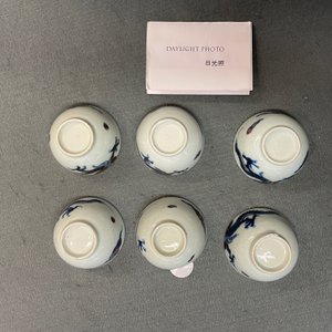 Zes Chinese doucai koppen en schotels met draken, Kangxi — foto 31
