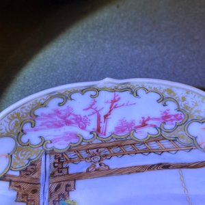 Zes Chinese famille rose koppen en schotels met mandarijns decor, Qianlong — foto 23