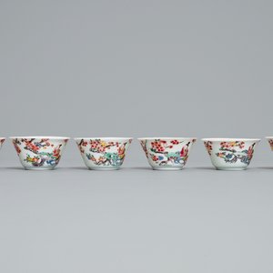 Zes Chinese famille rose koppen en schotels, Yongzheng — foto 5