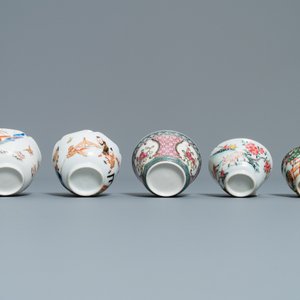 Zes Chinese famille rose schotels en vijf koppen, Kangxi en later — foto 11