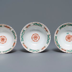 Zes Chinese famille rose Straits of Peranakan kommen met draken, Qianlong merk, 19e eeuw — foto 6