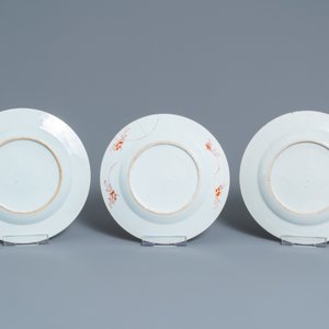 Zes Chinese famille rose, verte en Imari-stijl borden, Kangxi/Qianlong — foto 5