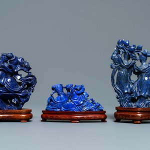 Zes Chinese groepen in lapis lazuli, 19/20e eeuw — foto 3