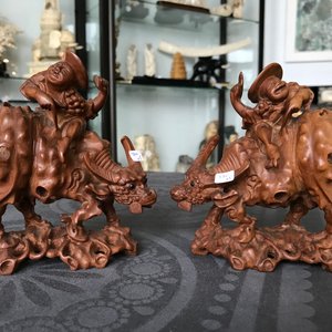 Zes Chinese houten figuren, 19/20e eeuw — foto 11