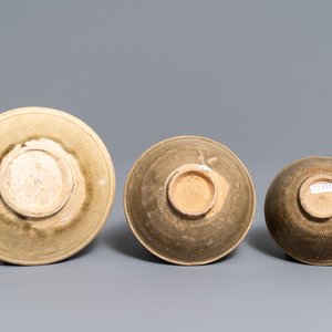 Zes Chinese Yaozhou en celadon kommen, Song/Yuan — foto 6