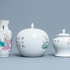 Zes diverse Chinese famille rose en qianjiang cai vazen, 19/20e eeuw — foto 9