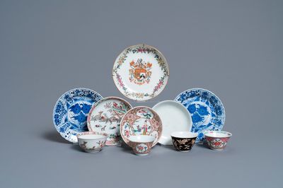 Zes diverse Chinese schotels en vier koppen, Yongzheng en later