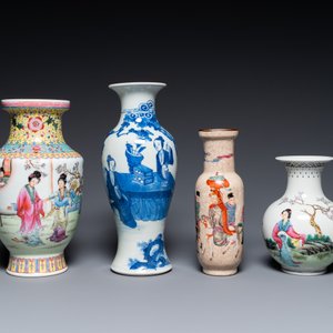 Zes diverse Chinese vazen en een 'Wu Shuang Pu' kannetje, 19/20e eeuw — foto 2
