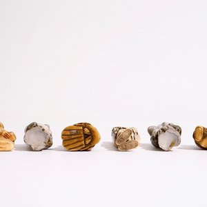 Zes diverse Japanse netsuke in ivoor en porselein, Meiji/Taisho, 19/20e eeuw — foto 6