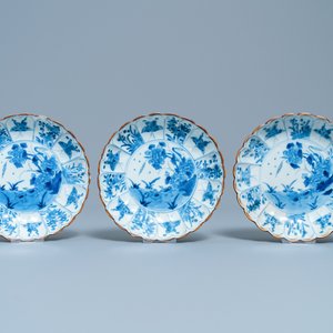 Zes gelobde Chinese blauw-witte schotels met eenden en vlinders, Kangxi — foto 4