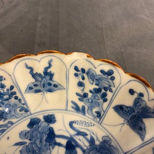 Zes gelobde Chinese blauw-witte schotels met eenden en vlinders, Kangxi — foto 8