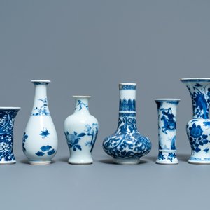 Zes kleine Chinese blauw-witte vazen, Kangxi — foto 3