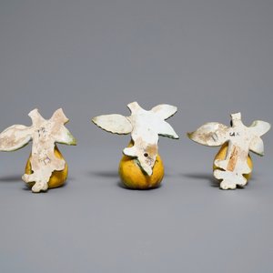 Zes polychrome Delftse modellen van appels, peren en druiven, 18e eeuw — foto 3