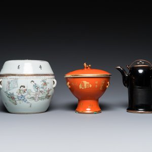 Zes stukken divers Chinees porselein, Qing en Republiek — foto 8