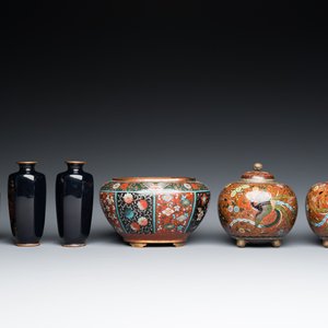 Zes stukken Japans cloisonné, Meiji, 19/20e eeuw — foto 3