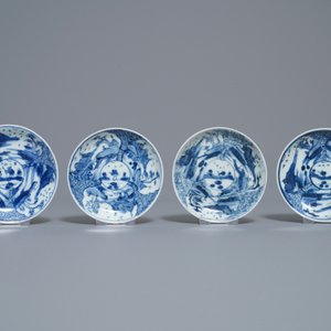 Zestien Chinese blauw-witte koppen en schotels, Kangxi — foto 4