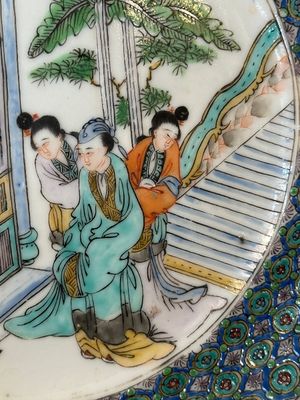Zeven Chinese Canton famille verte borden met figuratief decor, 19e eeuw — foto 10