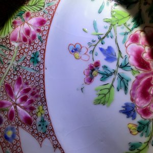 Zeven Chinese famille rose borden met feniksen en bloemen, Yongzheng/Qianlong — foto 2