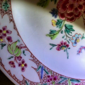 Zeven Chinese famille rose borden met feniksen en bloemen, Yongzheng/Qianlong — foto 6