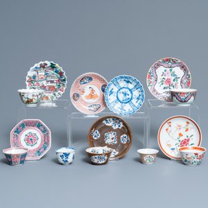Zeven Chinese famille rose en andere koppen en schotels, Kangxi en later — foto 1