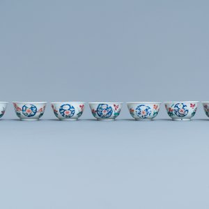 Zeven Chinese famille rose koppen en vijf schotels, Qianlong — foto 6