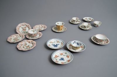 Zeven Chinese famille verte koppen en dertien schotels, Kangxi