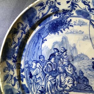 Zeven fijne blauwwitte Delftse borden met bijbelse voorstelling, 18e eeuw — foto 10