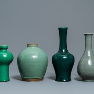 Zeven stukken Chinees monochroom groen en turquoise porselein, 19/20e eeuw — foto 4