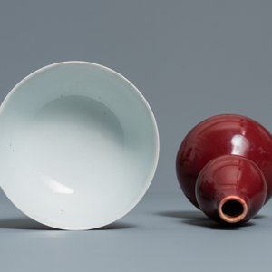 Zeven stukken Chinees monochroom roze en leverrood porselein, Kangxi en later — foto 18