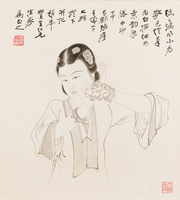 Zhang Daqian 張大千 (1898-1983): 'Beauty', ink on paper