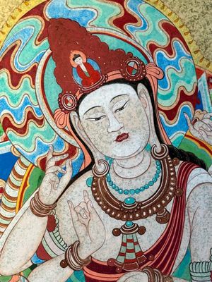 Zhang Daqian 張大千 (1898-1983): 'Bodhisattva', ink and colour on gold paper — photo 5