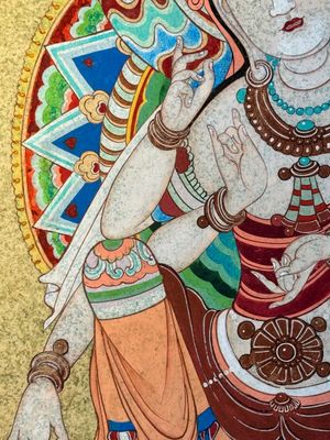 Zhang Daqian 張大千 (1898-1983): 'Bodhisattva', inkt en kleur op goudpapier — foto 7