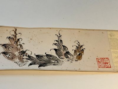 Zhang Daqian 張大千 (1898-1983): 'Fruit and vegetables', ink and colour on paper, with 'Zitan' wooden box, dated 1957 — foto 12