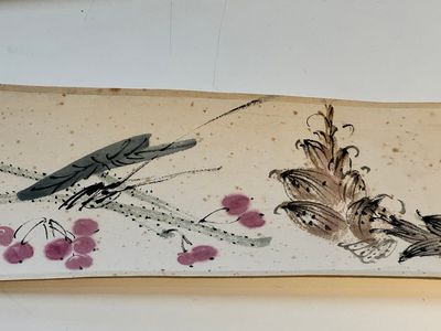 Zhang Daqian 張大千 (1898-1983): 'Fruit and vegetables', ink and colour on paper, with 'Zitan' wooden box, dated 1957 — foto 13